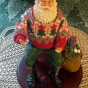 Festive Santa Figurine with Red Sweater